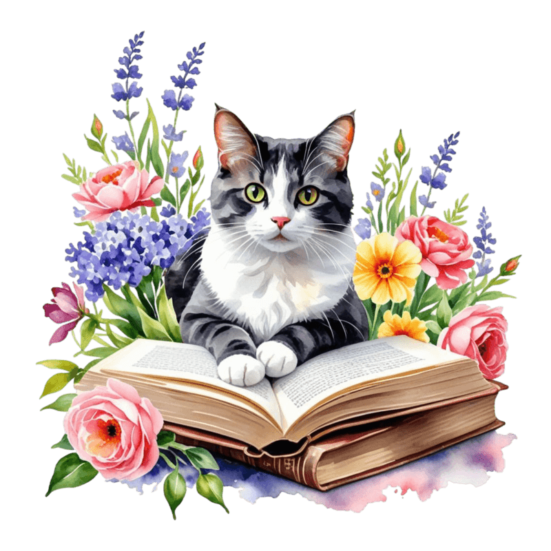 Floral Cat Hat Embroidered Dad Cap | Cat and Books