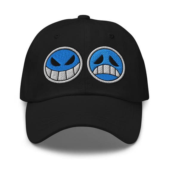 Ace Cap Anime Embroidered Hat Baseball Cap Smiley and Sad
