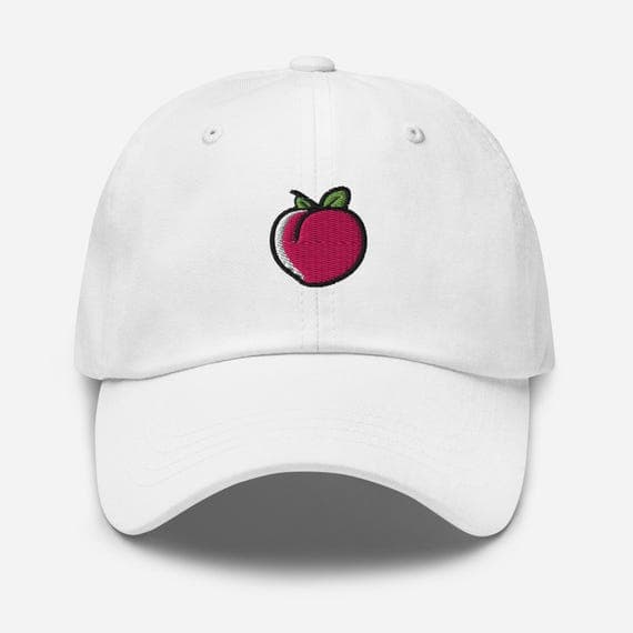 Embroidered Peach Hat – Cute Fruit Cap, Summer Baseball Cap, Kawaii Adjustable Hat