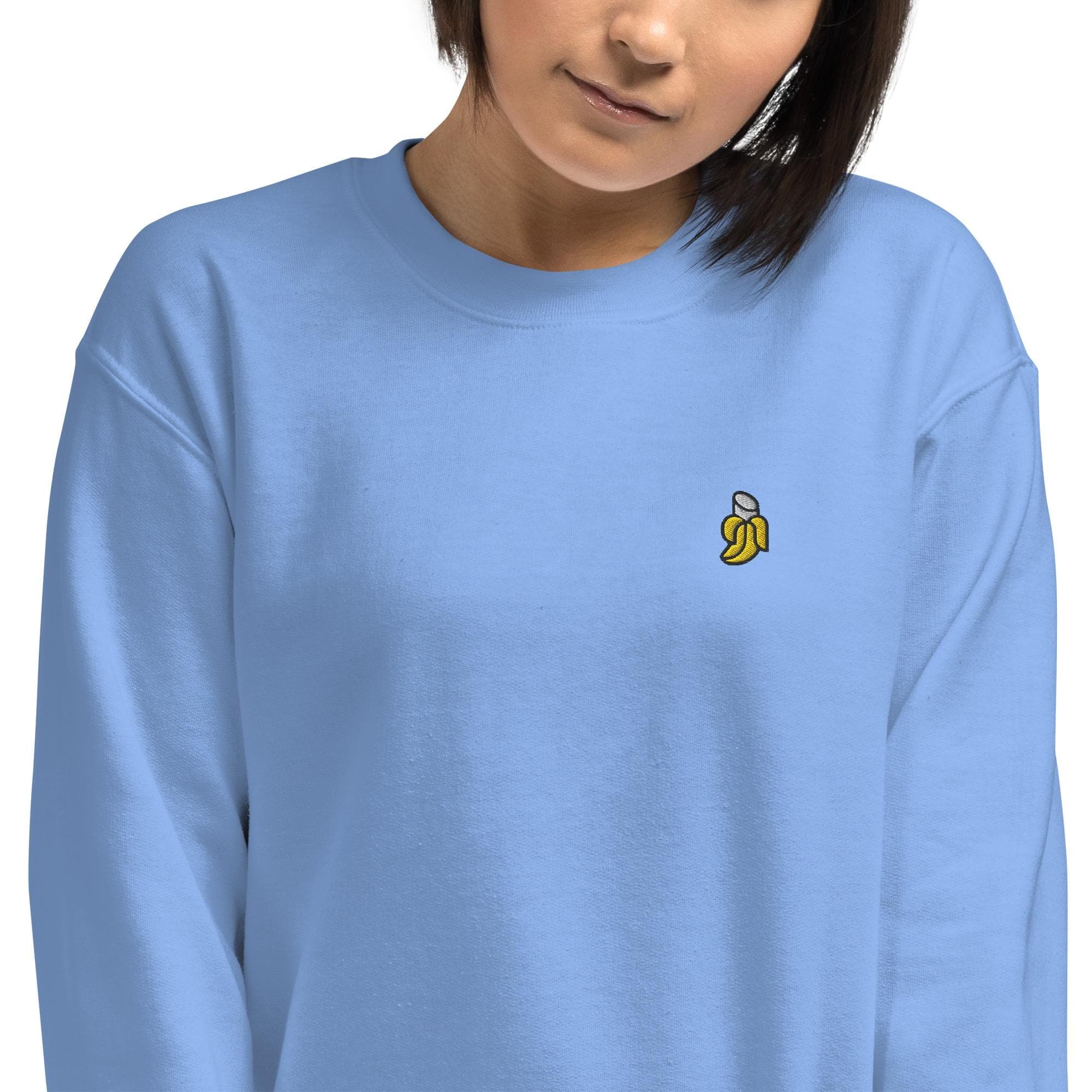 Cute Banana Embroidered Sweatshirt | Funny Fruit Sweater Gift | Cozy Banana Lover | Unique Embroidery Gift for Friends   Family Sweatshirt