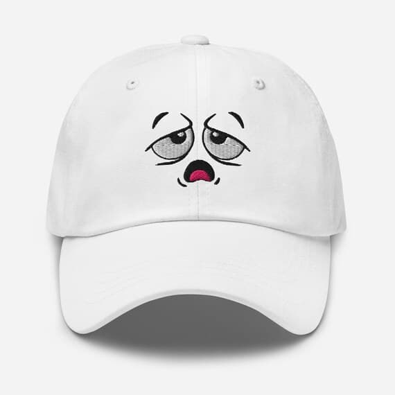 Sad Cartoon Face Embroidered Hat | Cute Kawaii Emoji Cap | Unisex Trendy Hat