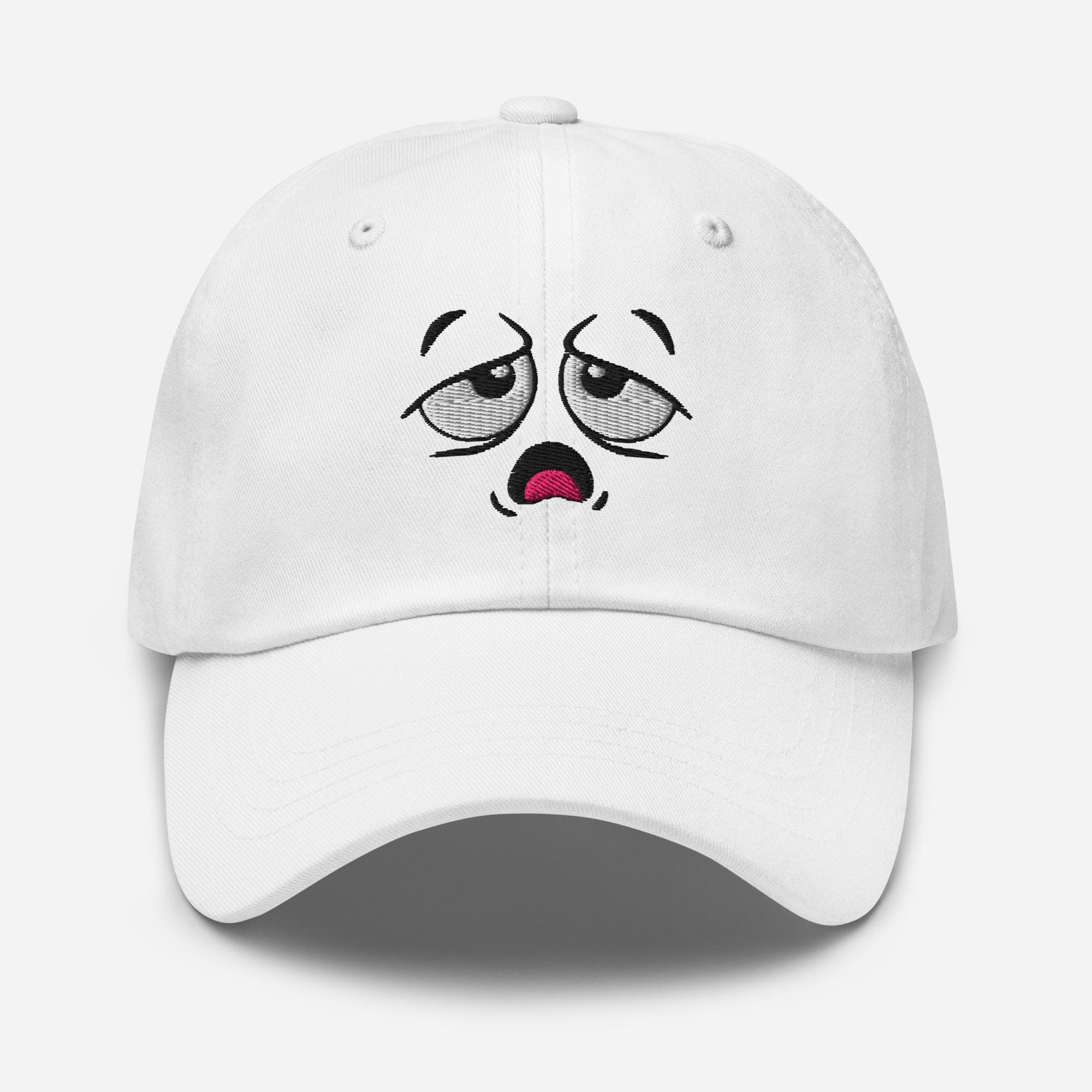 Sad Cartoon Face Embroidered Hat | Cute Kawaii Emoji Cap | Unisex Trendy Hat
