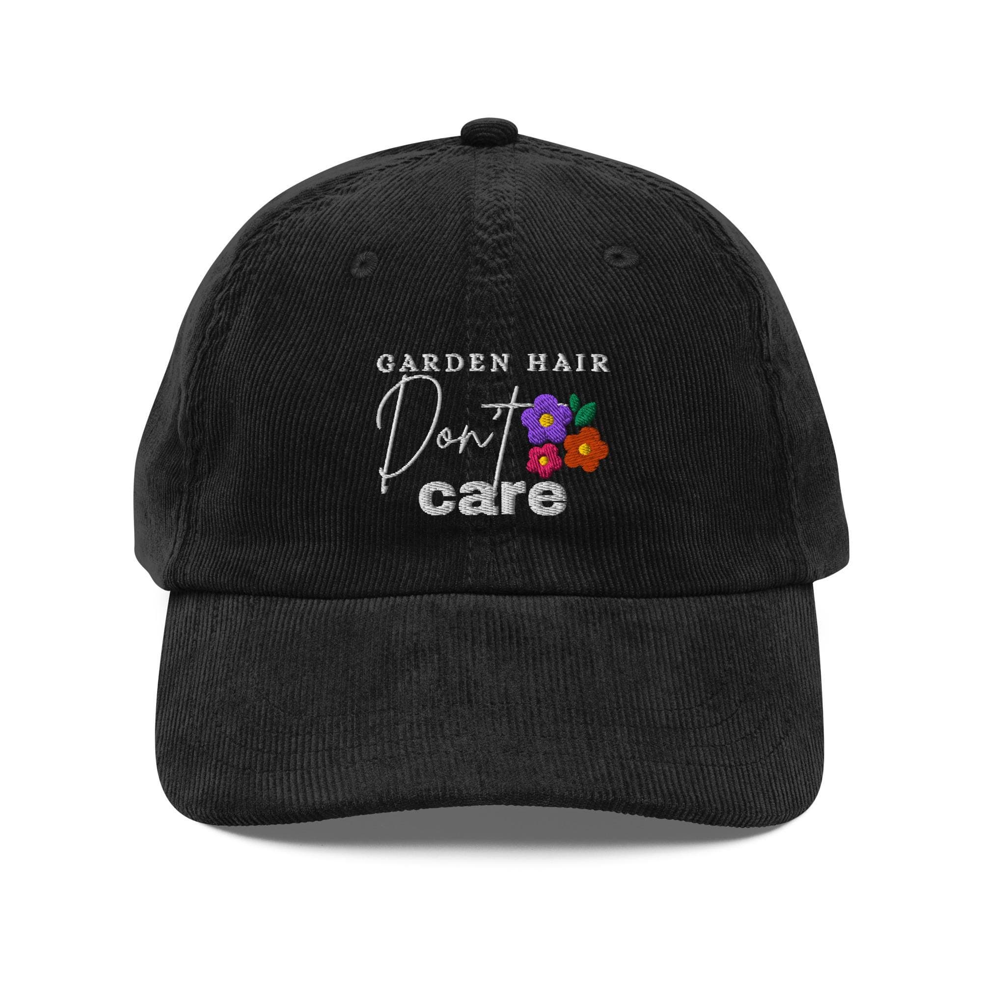 Garden Hair Don’t Care Cap | Corduroy Dad Hat | Embroidered Gardening Hat | Outdoor Casual Hat for Women & Men