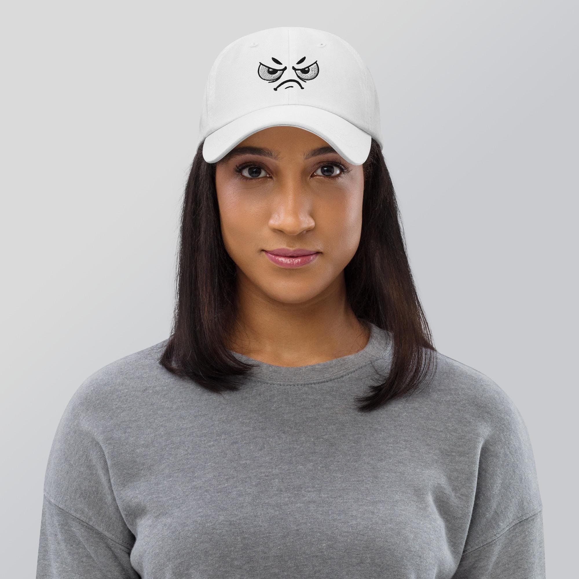 Angry Cartoon Face Embroidered Hat – Funny Emoji Expression Cap, Cute Streetwear Baseball Hat, Unisex Gift for Teens & Adults