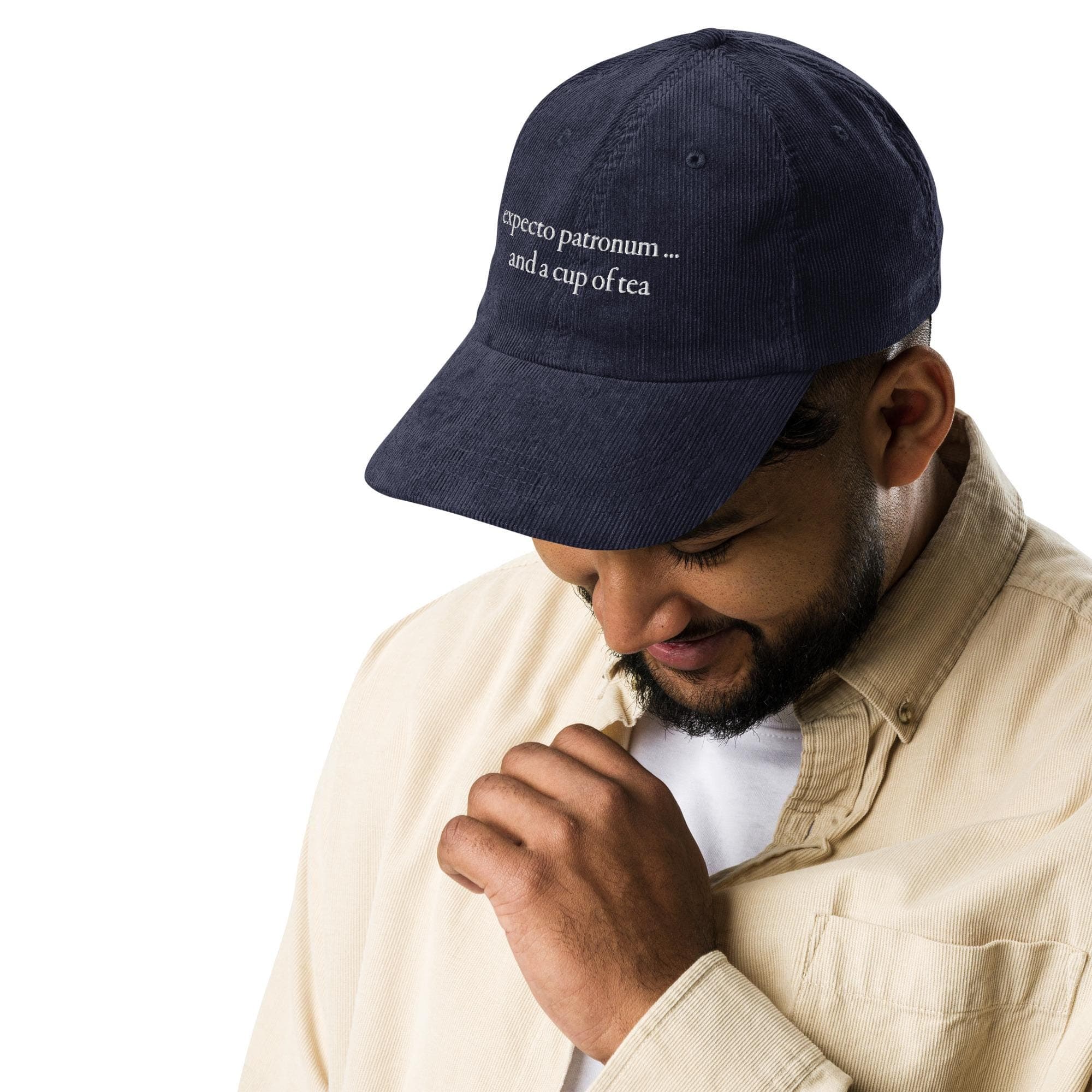 Expecto patronum and a cup of tea Hat Embroidered Corduroy Cap funny quotes
harry potter qoutes
harry potter lover
book lovers
book readers
harry potter gift
harry potter book
harry potter meme
funny puns
puns quotes
tea lovers
coffee lovers