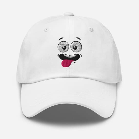 Happy Cartoon Face Embroidered Hat – Cute Fun Baseball Cap