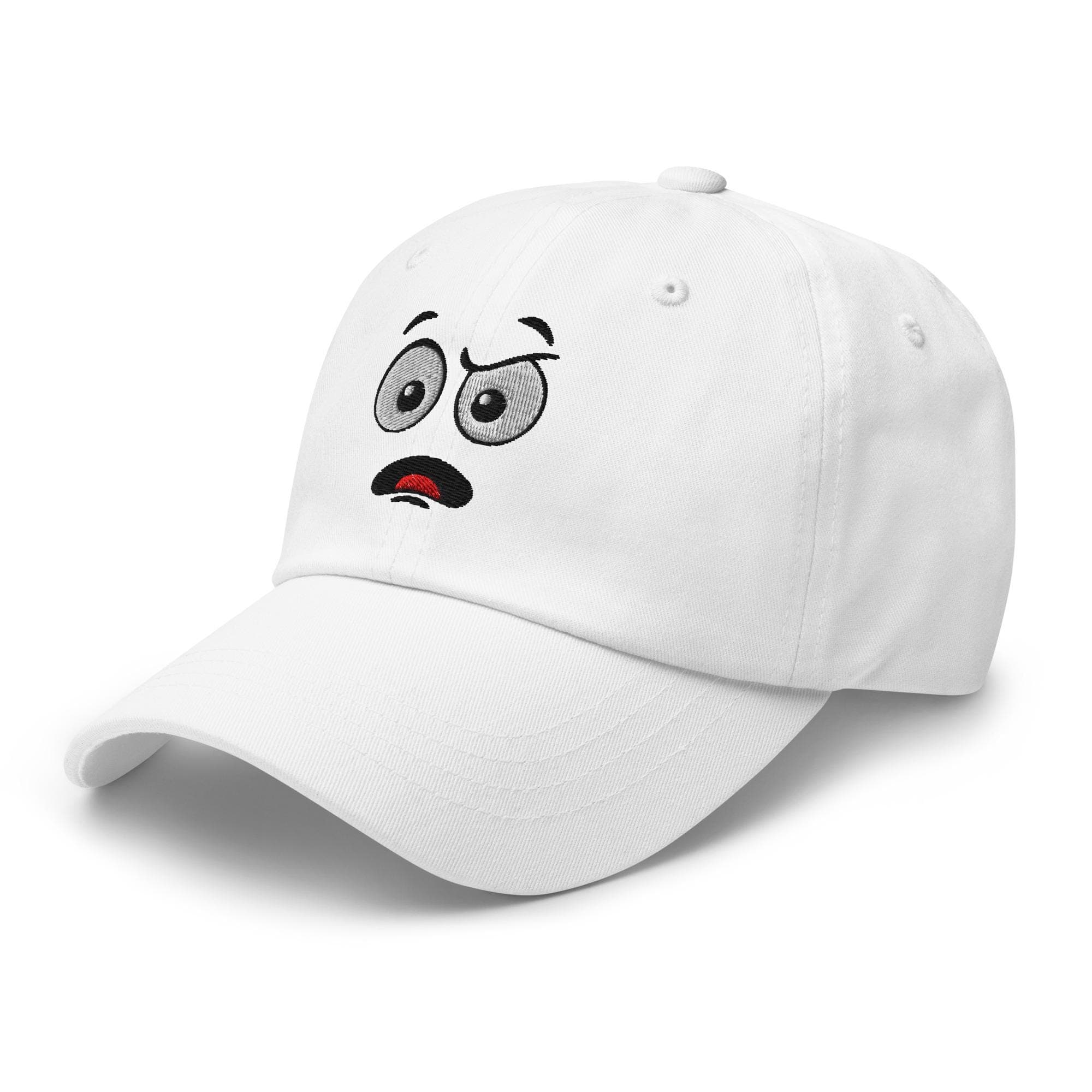 Cartoon Face Embroidered Hat – Funny Expression Dad Cap, Unique Illustration Baseball Cap, Surprise Dissatisfaction Character Hat Gift