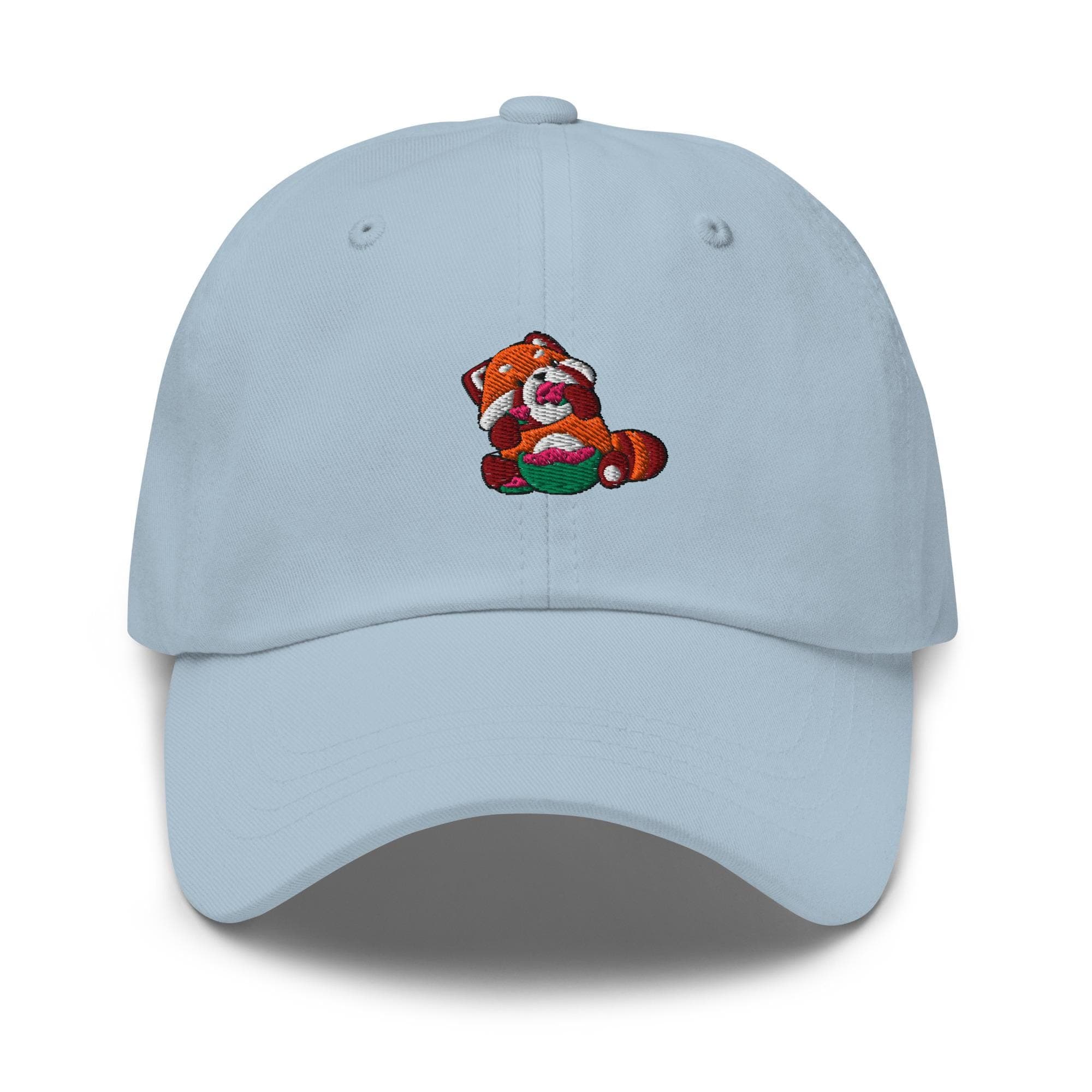 Cute Red Panda Eating Watermelon Embroidered Dad Hat, Gift For Panda Lovers Baseball Cap, Dad Cap Gifts, Gift for Dad Gift for Mom Hat Panda