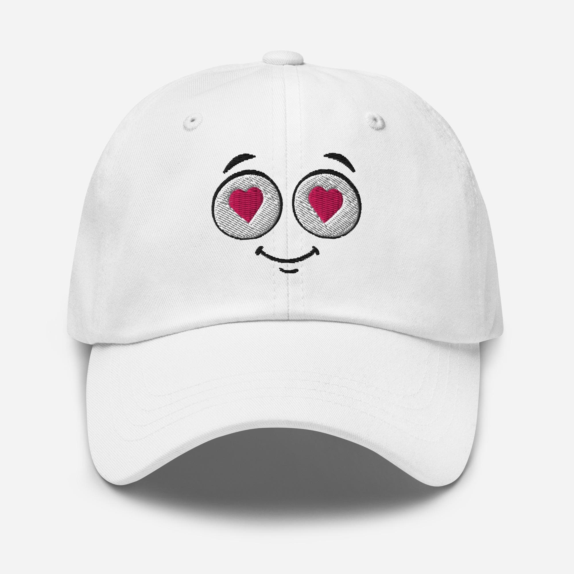 Embroidered Cartoon Face Hat – Cute In Love Expression Cap – Kawaii Style Baseball Hat – Fun Gift for Teens & Adults