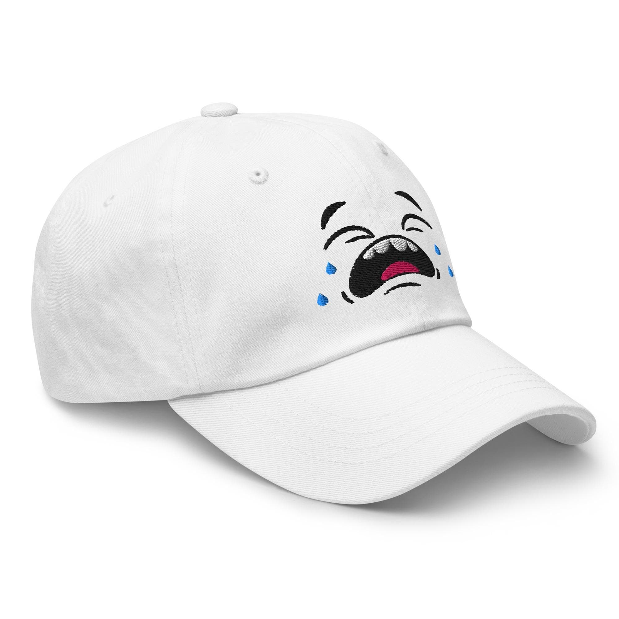 Crying Face Embroidered Hat – Funny Expression Dad Cap, Sad Meme Aesthetic Baseball Cap, Unique Embroidery Gift