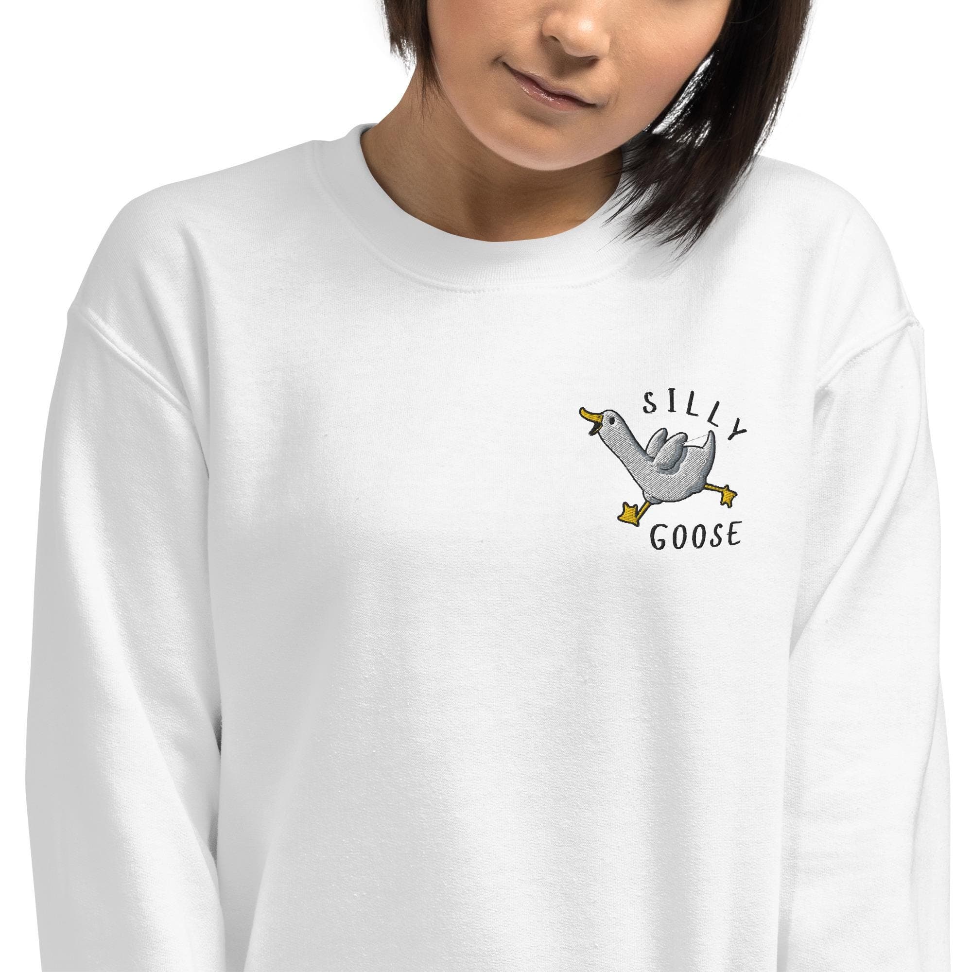 Silly Goose Embroidered Sweatshirt | Funny Goose Gift for Friends | Cute Animal Crewneck | Cozy Unisex Goose Jumper | Unique Gift Idea