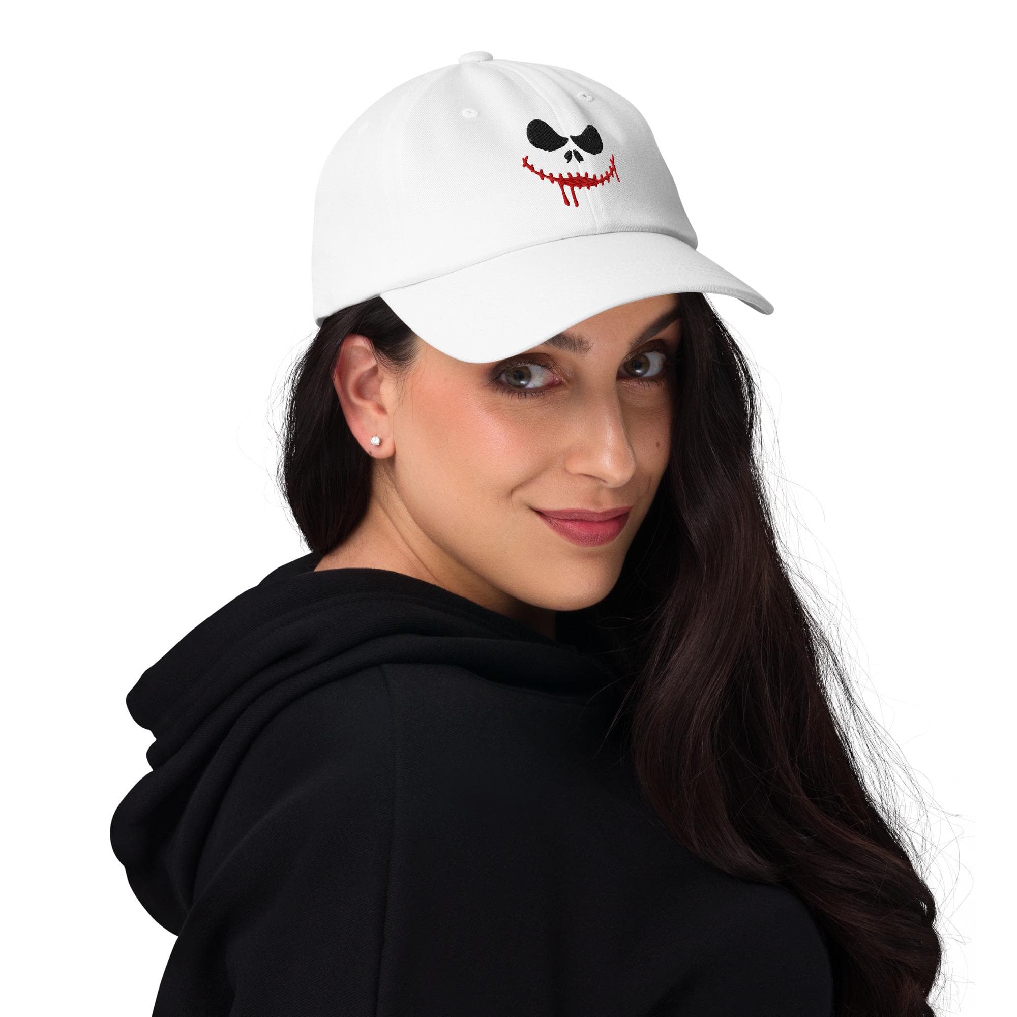 Jack Skellington Smile Hat, Halloween Dad Cap, Embroidered Jack Face Cap, Spooky Pumpkin King Baseball Hat, Gothic Gift for Him or Her