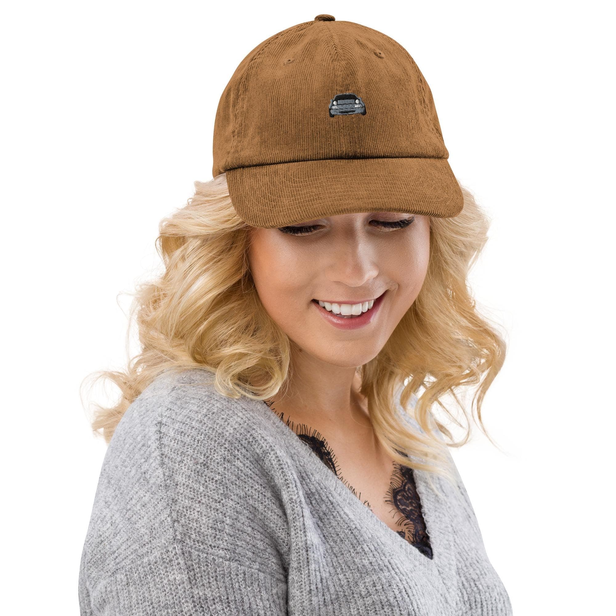 Gray Miata Embroidered Corduroy Cap | Mazda MX5 Car Hat Gift for Car Lovers | Retro Roadster Dad Hat | JDM Style Cord Cap for Miata Fans