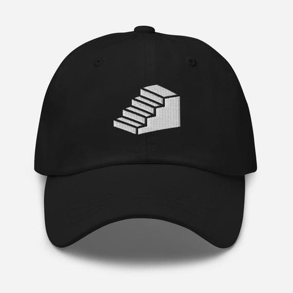 3D Stairs Embroidered Hat  | Unique Geometric Dad Cap | Minimalist Streetwear Hat Gift