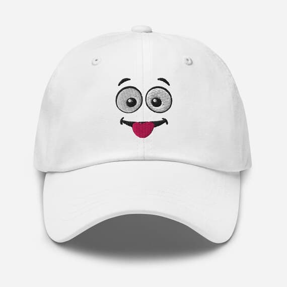 Embroidered Cartoon Happy Face Hat, Cute Expression Dad Cap, Fun Casual Baseball Hat, Smiley Character Cap Gift
