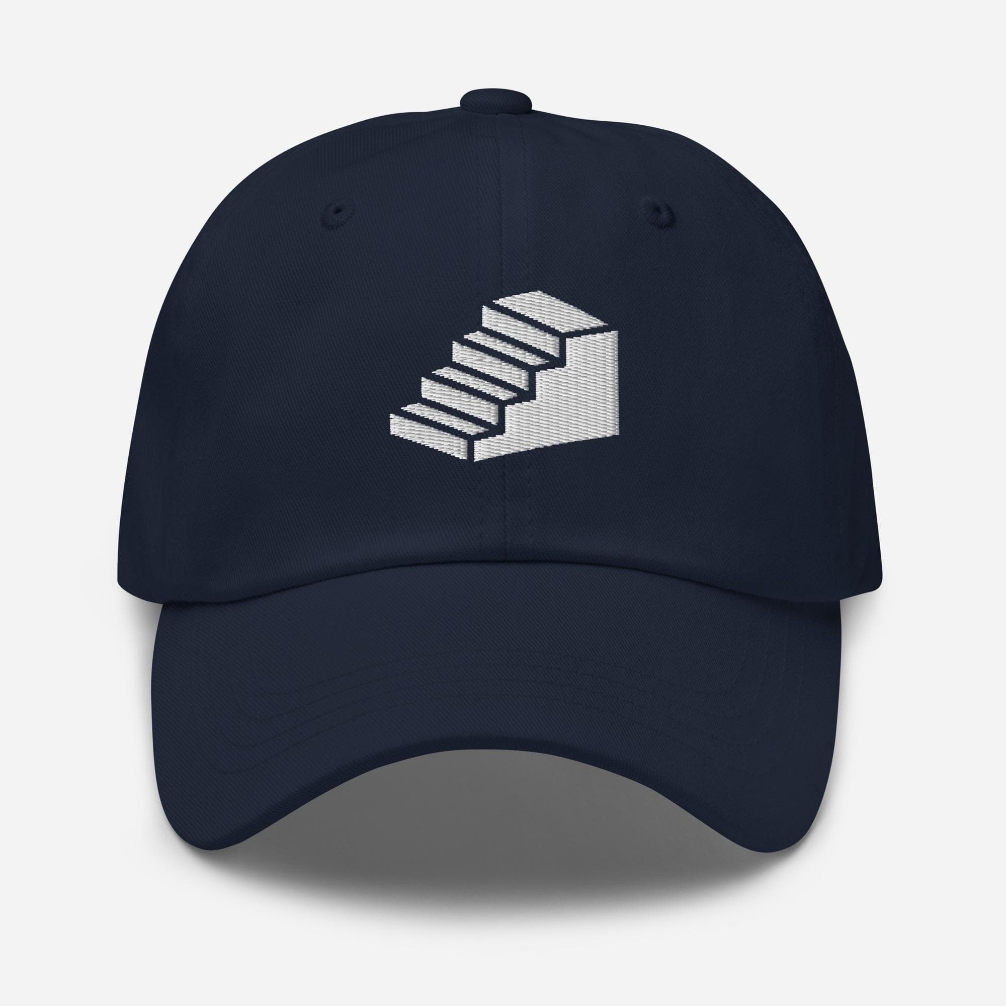 3D Stairs Embroidered Hat  | Unique Geometric Dad Cap | Minimalist Streetwear Hat Gift