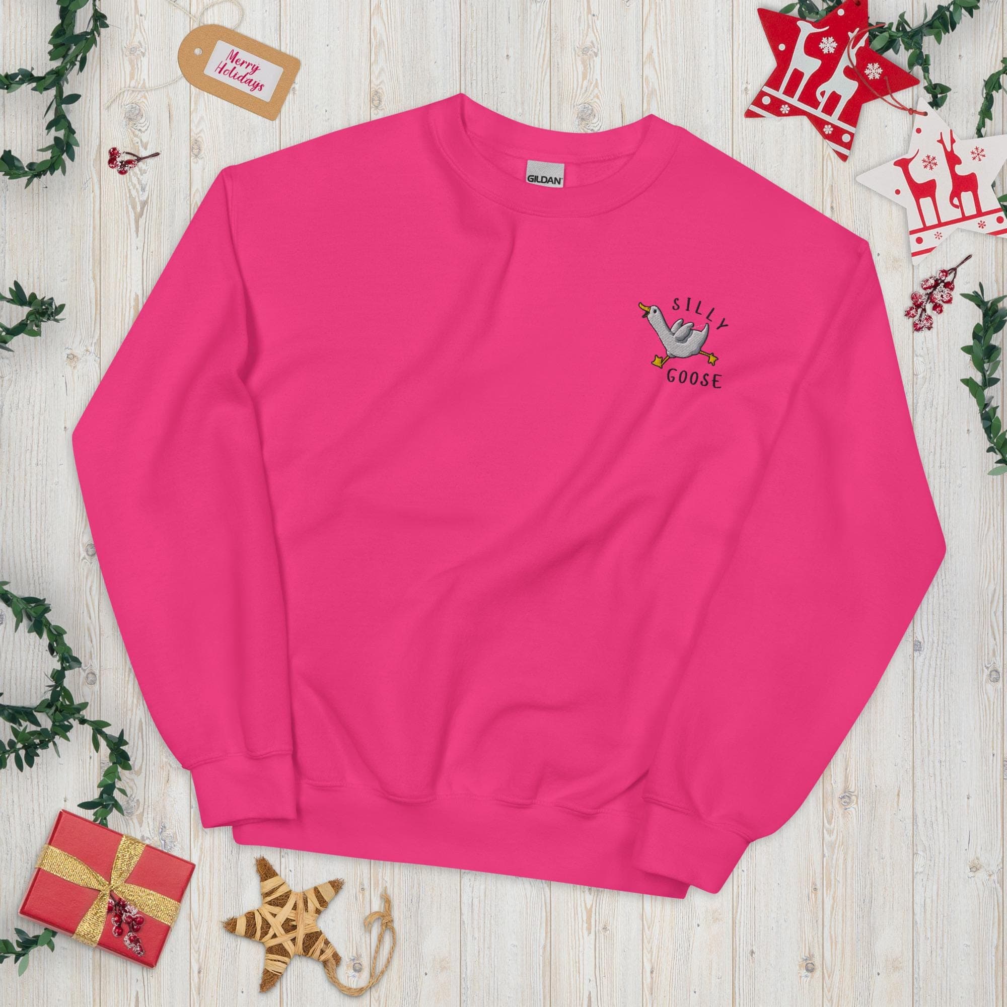 Silly Goose Embroidered Sweatshirt | Funny Goose Gift for Friends | Cute Animal Crewneck | Cozy Unisex Goose Jumper | Unique Gift Idea