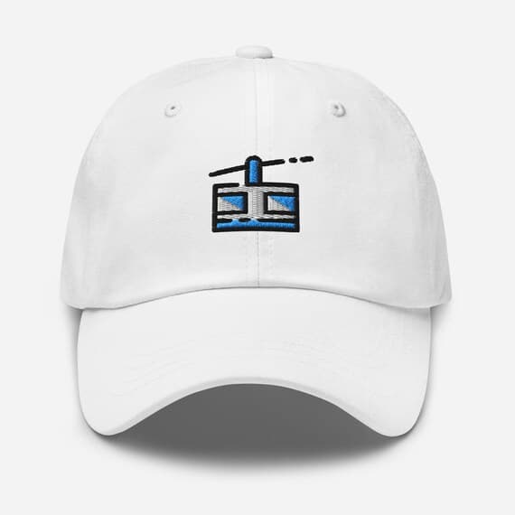 Embroidered Cable Car Hat – Cute Mountain Tram Baseball Cap, Travel Gift, Outdoor Adventure Embroidery Dad Hat