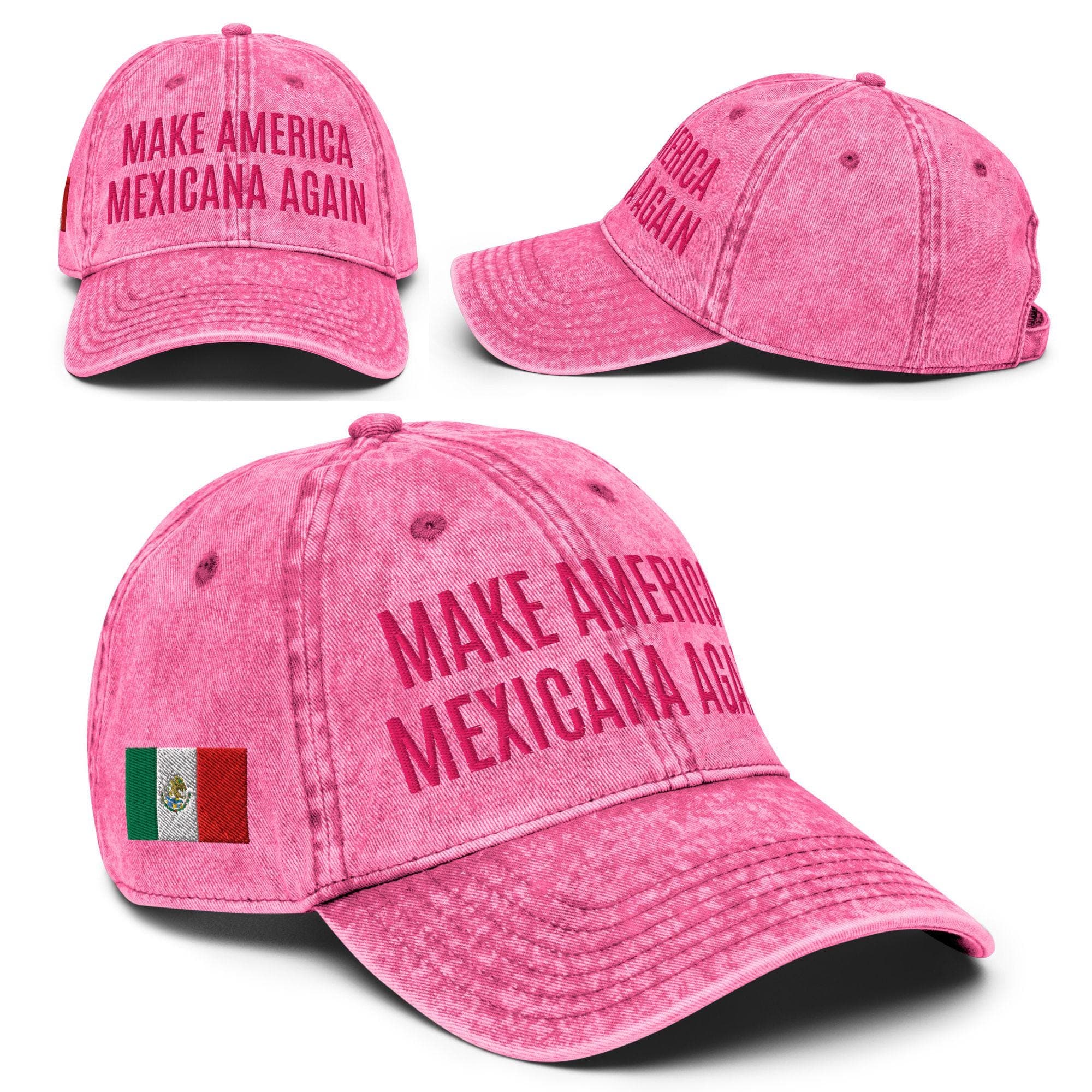 Make America Mexicana Again Hat | Vintage Embroidered Cap | pink hat
trump hat
make america
mexicana again
funny political hat
anti-trump hat
mexican pride
latinas cap
latino culture
satire hat
gifts for him
gifts for her
mexican american
Mexican Hat