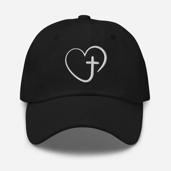 Christian Embroidered Cap – Heart with Cross Hat, Faith Baseball Cap, Religious Gift for Men & Women, Christian Apparel