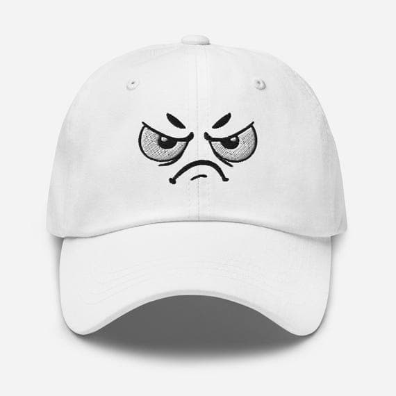 Angry Cartoon Face Embroidered Hat – Funny Emoji Expression Cap, Cute Streetwear Baseball Hat, Unisex Gift for Teens & Adults