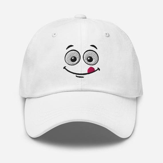 Embroidered Cartoon Face Hat – Cute Interested Expression Cap, Fun Kawaii Dad Hat, Gift for Teens & Adults