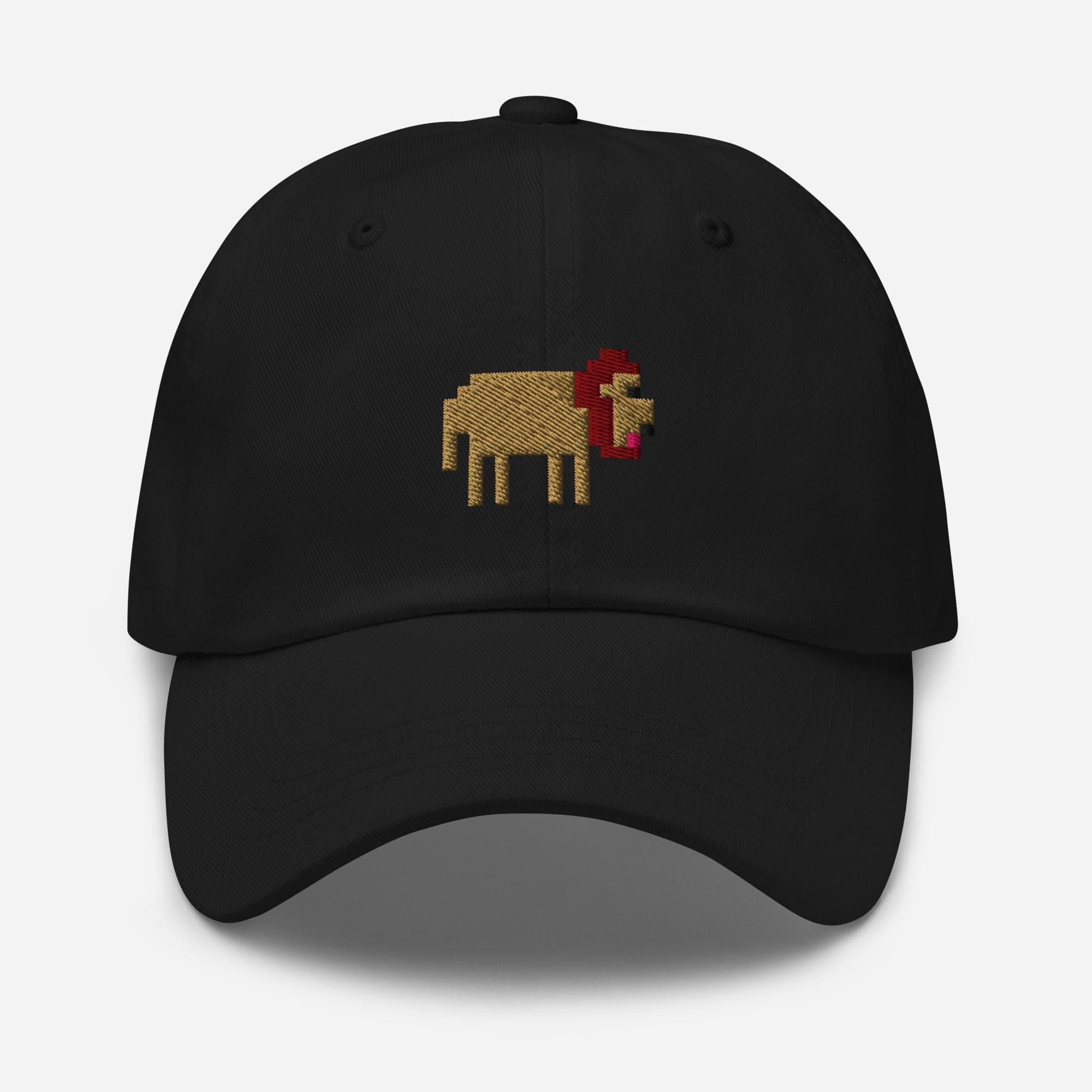 Pixelated Lion Baseball Dad Cap | Retro Lion Embroidered Hat | Animal Pixel Art Cap