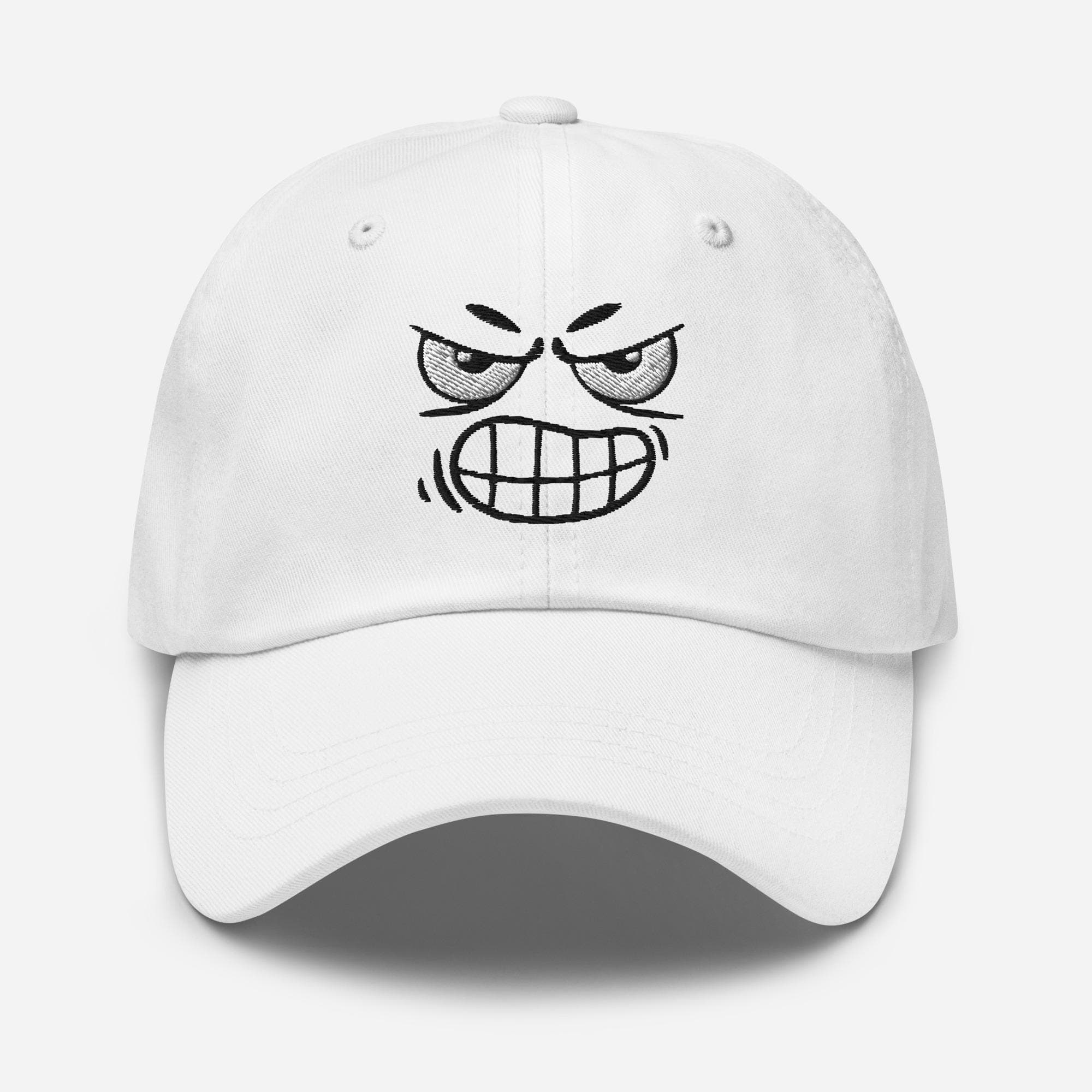 Angry Cartoon Face Embroidered Hat – Cute Graphic Dad Cap, Fun Emoji Style Baseball Cap