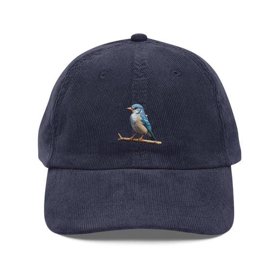 Blue bird Embroidered Corduroy Cap