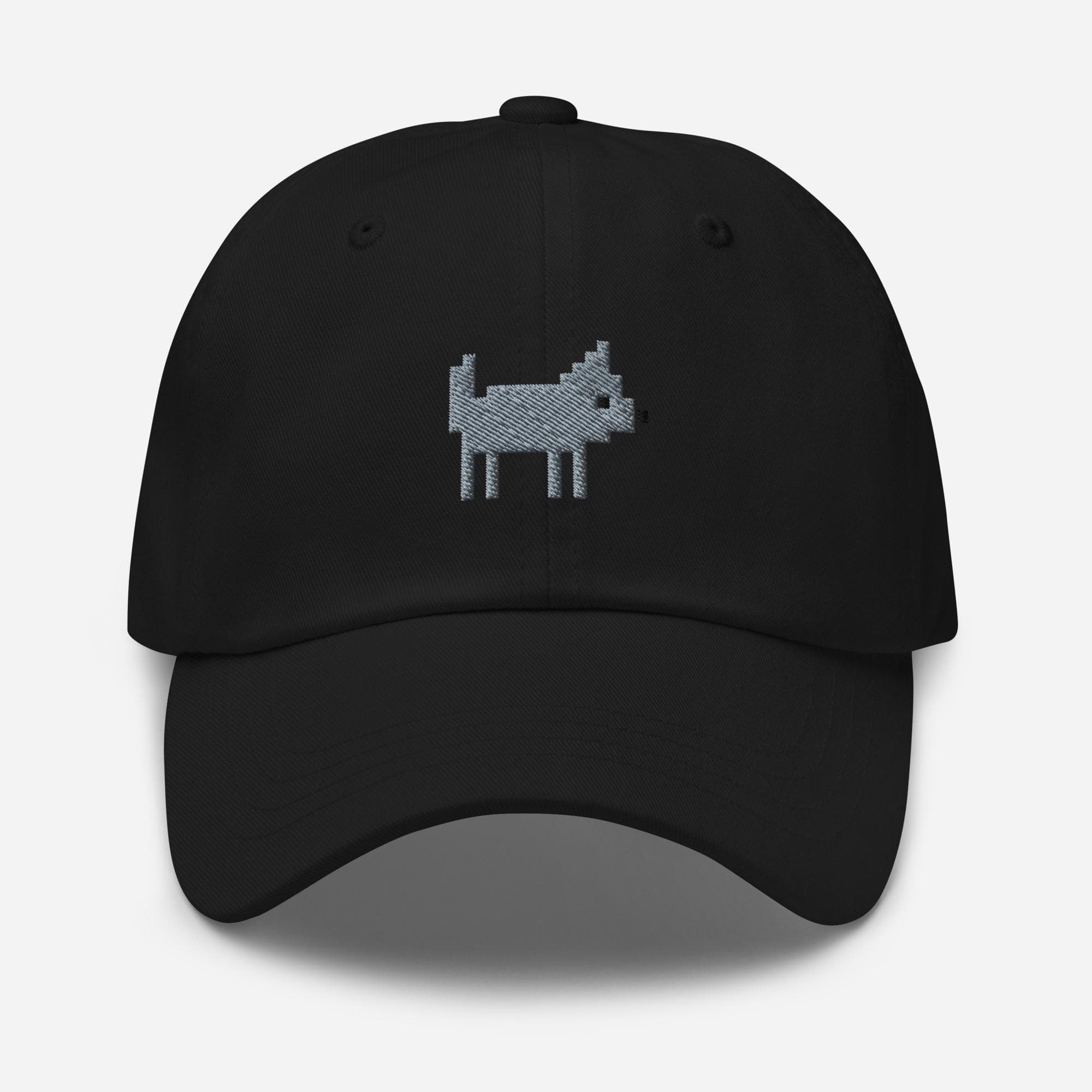 Pixelated Wolf Dad Cap – Embroidered Baseball Hat, Retro Pixel Art Wolf Design, Gamer Aesthetic Cap, Gift for Him