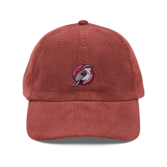 Pink Bird Hat Embroidered Corduroy Cap