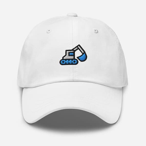 Cute Excavator Embroidered Hat – Cute Construction Truck Dad Cap, Heavy Equipment Gift for Men, Kids, Operator or Builder