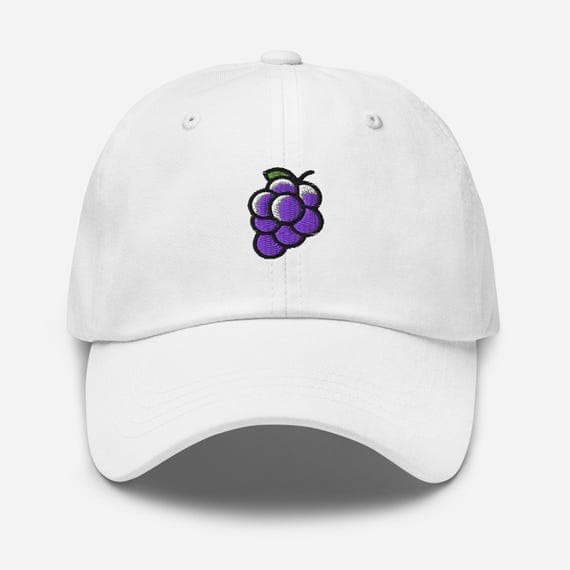 Cute Grapes Hat Embroidered – Cute Fruit Baseball Cap – Summer Fruit Embroidery