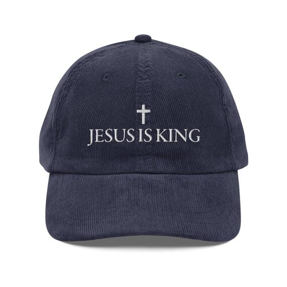 Jesus is King Hat Embroidered Corduroy Cap