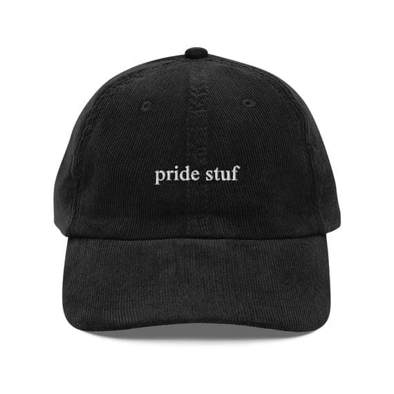 Pride stuf Hat | Premium Vintage Corduroy Cap | Embroidered Hat | Adjustable Strap Metal Buckle