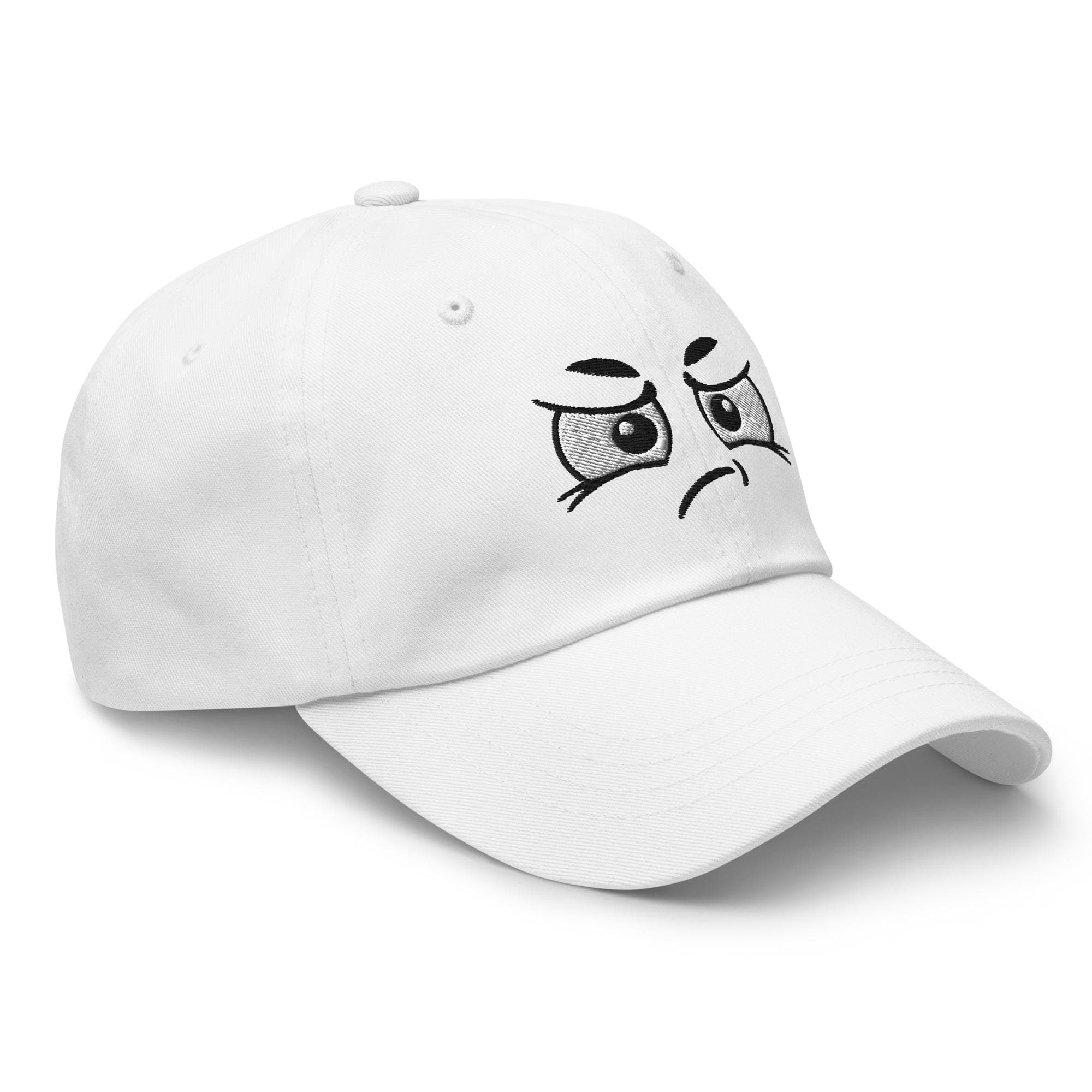 Disappointed Face Embroidered Hat – Cute Cartoon Expression Cap, Funny Emotion Baseball Hat