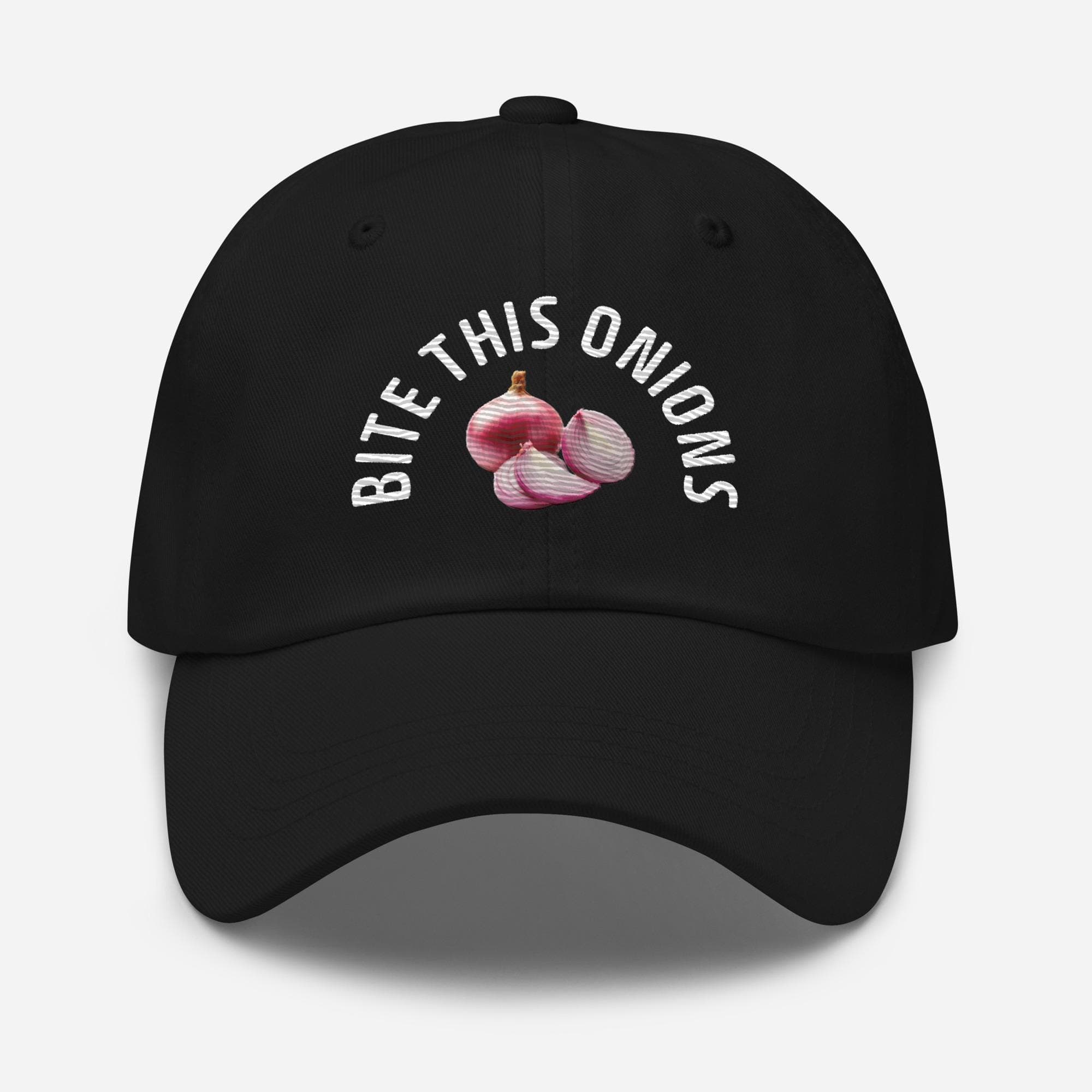 Bite this onions Hat Embroidered Dad Cap | Funny Meme Hat