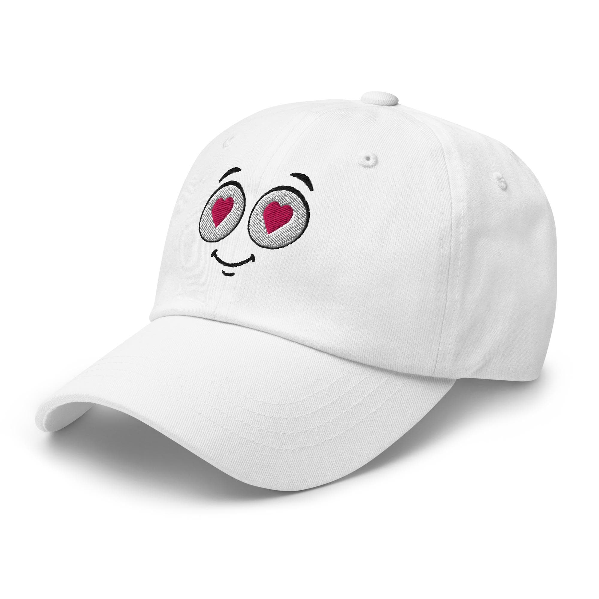 Embroidered Cartoon Face Hat – Cute In Love Expression Cap – Kawaii Style Baseball Hat – Fun Gift for Teens & Adults