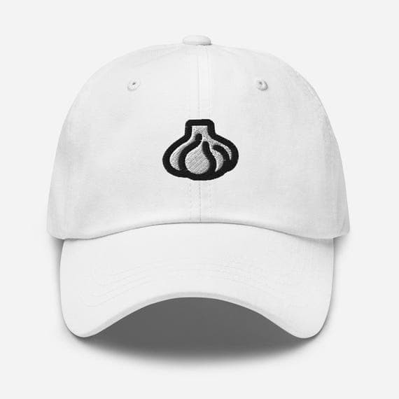 Garlic Lover Cap | Embroidered Garlic Hat | Vegan Foodie Gift