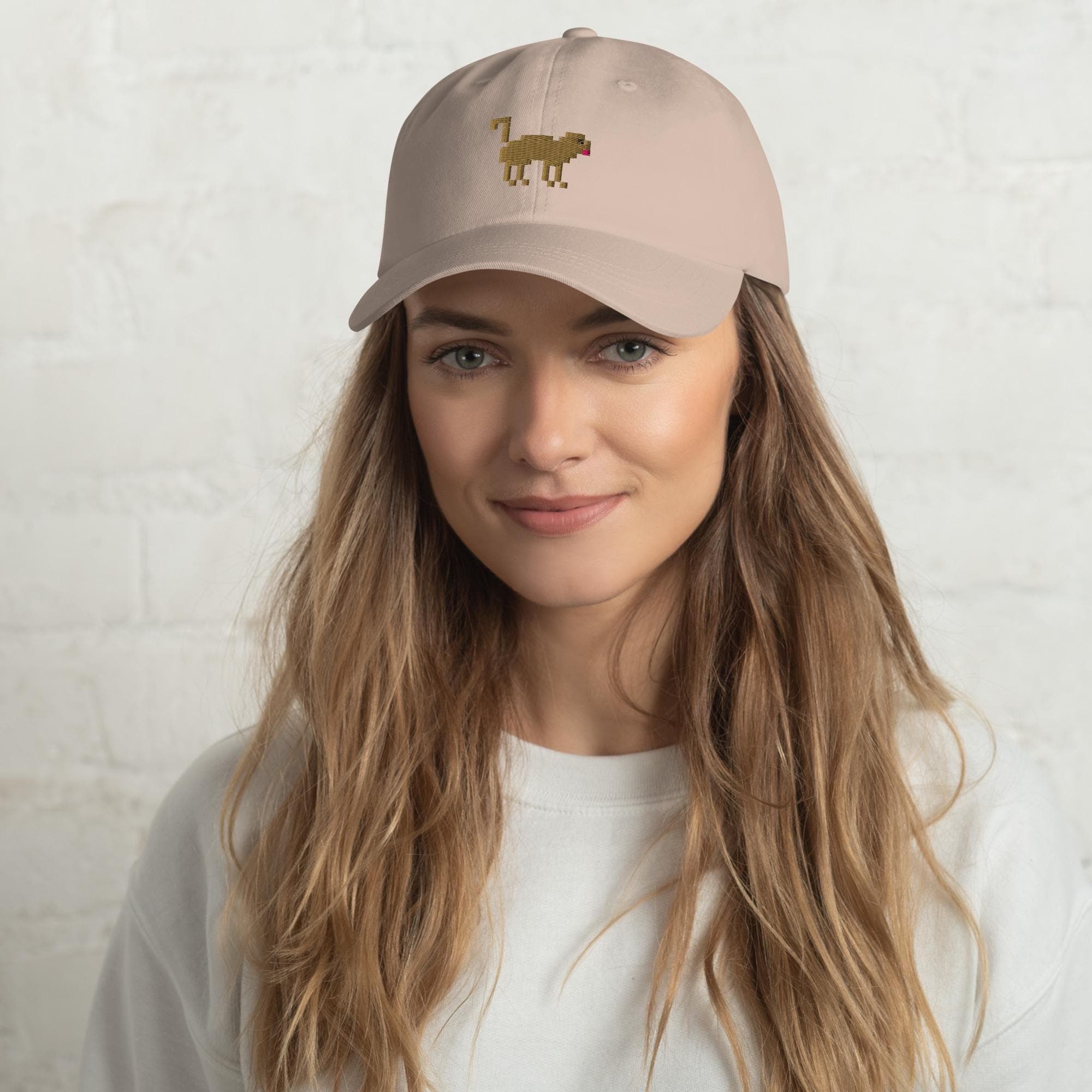 Pixelated Monkey Dad Cap – Embroidered Baseball Hat for Gamers, Retro Pixel Art Monkey Cap, Funny Aesthetic Gift for Her Him
