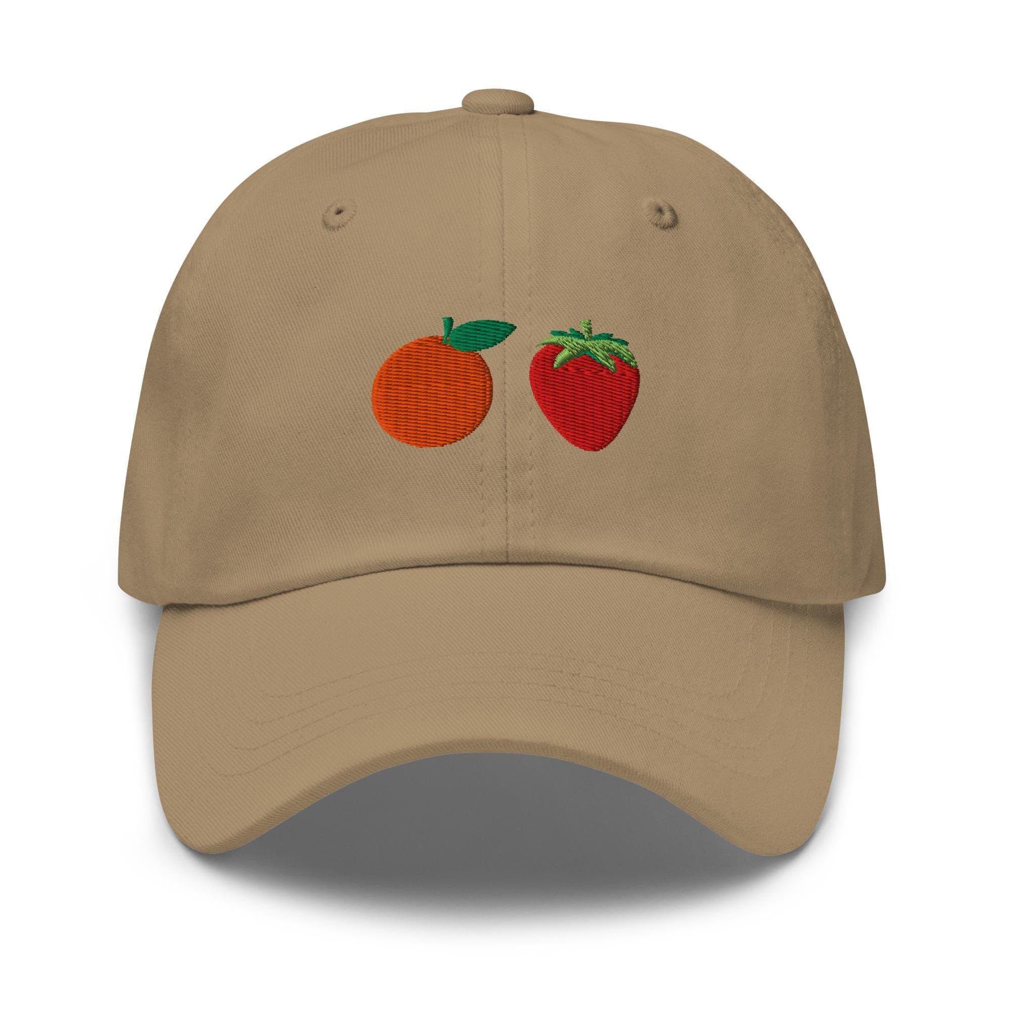 Strawberry and Orange Hat Embroidered Hat Cute Fruit Gift for Strawberry Lover Orange Lover Unisex Baseball Hat Strapback Vegetarian Hat