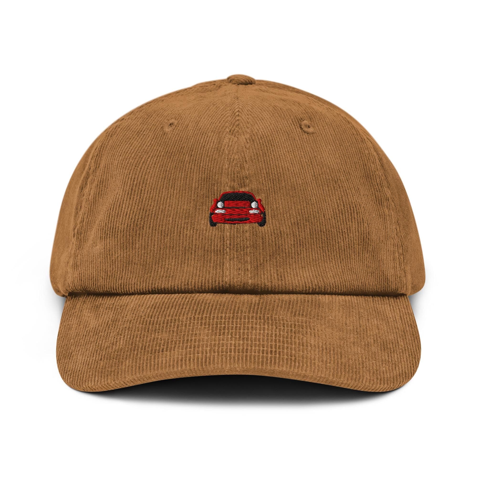 Red Miata Embroidered Corduroy Cap | Mazda MX5 Car Hat Gift for Car Lovers | Retro Roadster Dad Hat | JDM Style Cord Cap for Miata Fans
