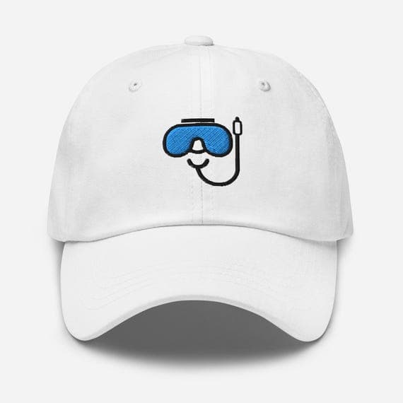 Scuba Diving Hat Embroidered Cap with Diving Goggles Icon | Diver Gift | Ocean Adventure Baseball Cap for Snorkel & Dive Lovers