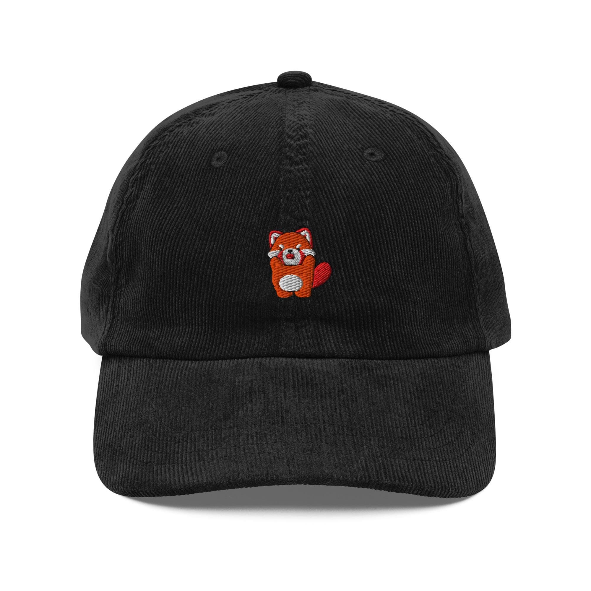 Corduroy Cap Red Panda Hat | Cute Animal Embroidery | Unisex Casual Baseball Cap