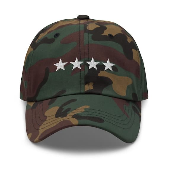 Four Star Hat Embroidered Hat Four Star General Military Hat Four -star insignia rank of general Army Air Force Marine Corps