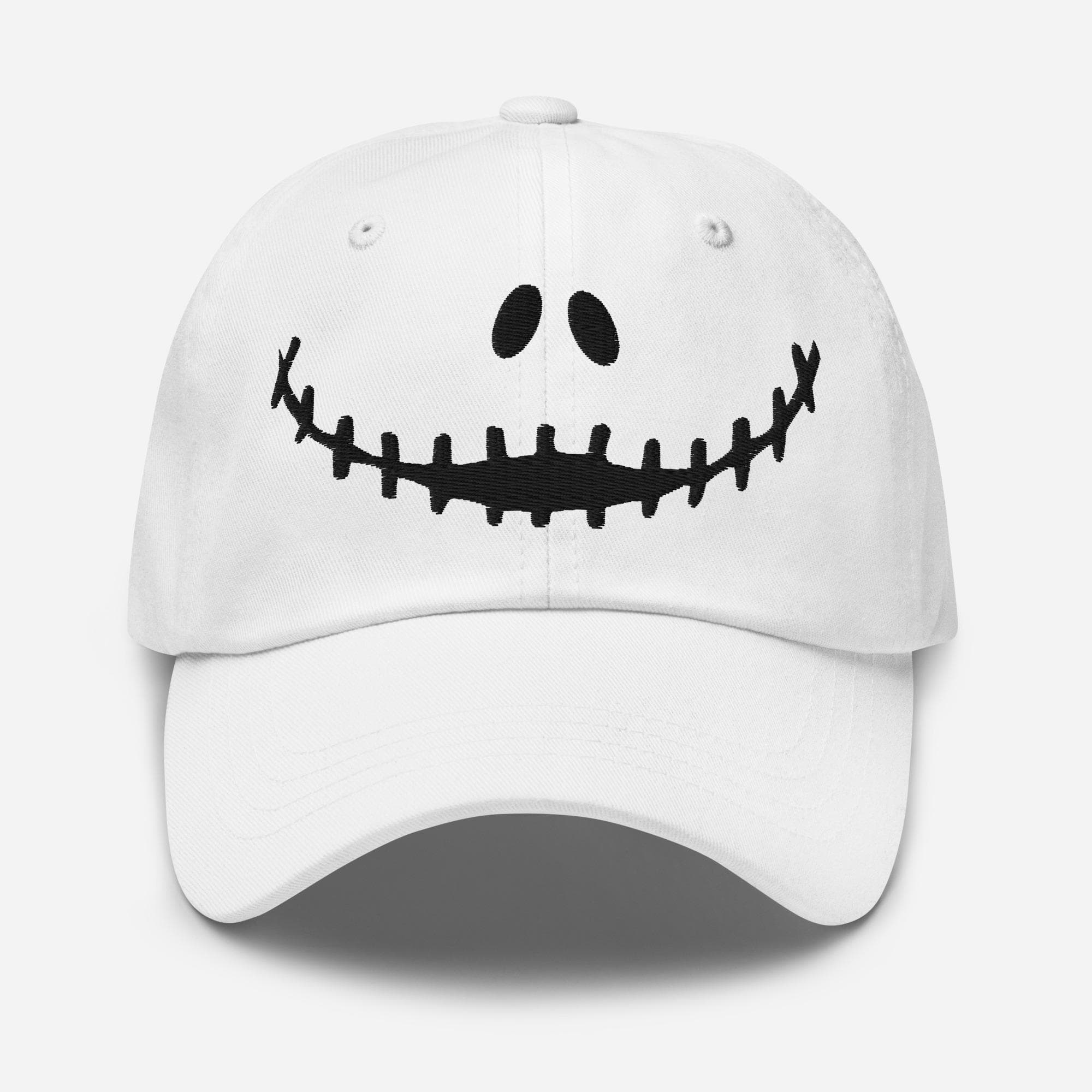 Jack Skellington Smile Baseball Cap | Halloween Dad Hat | Embroidered Jack Face Cap | Gothic Skull Hat | Spooky Gift for Halloween Fans