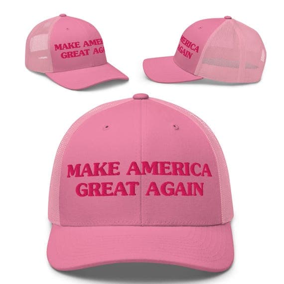 MAGA Trucker Cap PINK | Make America Great Again Hat | Embroidered Trucker Cap
