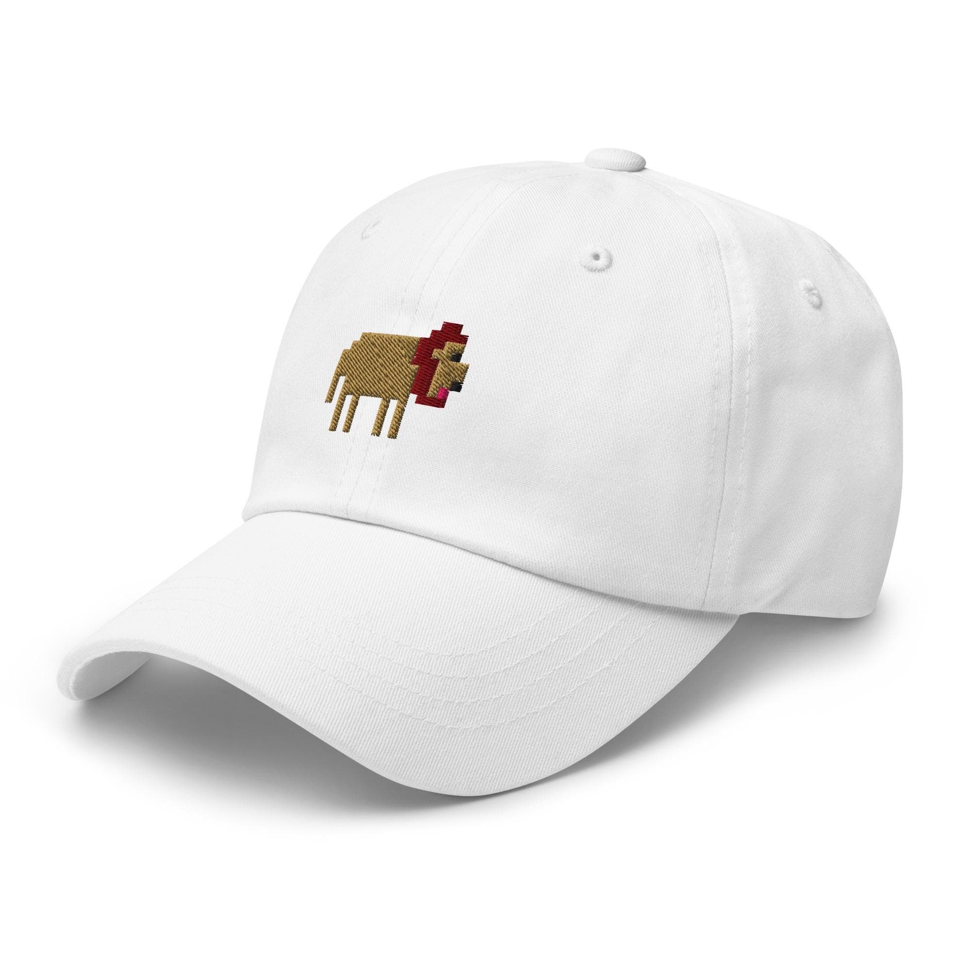 Pixelated Lion Baseball Dad Cap | Retro Lion Embroidered Hat | Animal Pixel Art Cap
