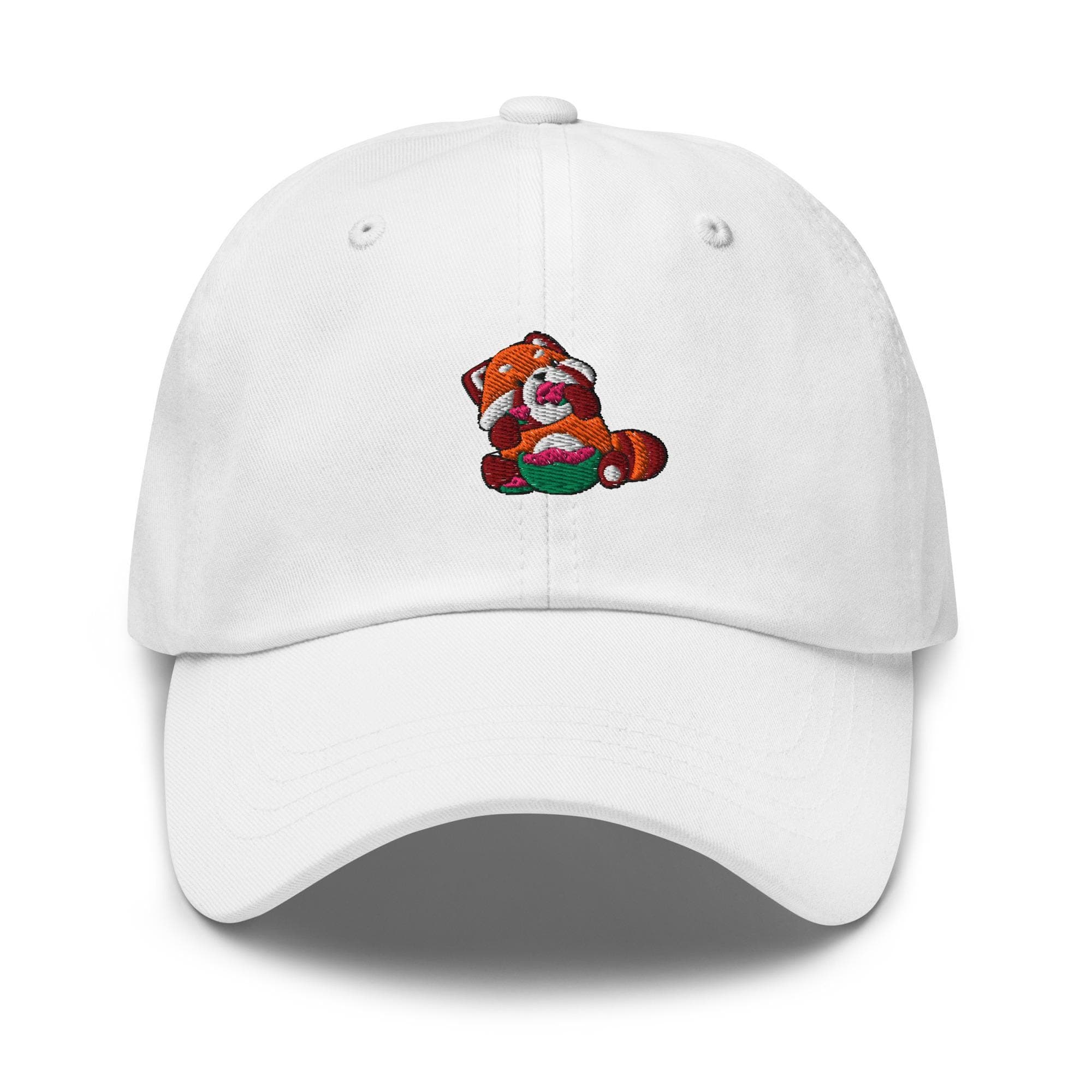 Cute Red Panda Eating Watermelon Embroidered Dad Hat, Gift For Panda Lovers Baseball Cap, Dad Cap Gifts, Gift for Dad Gift for Mom Hat Panda