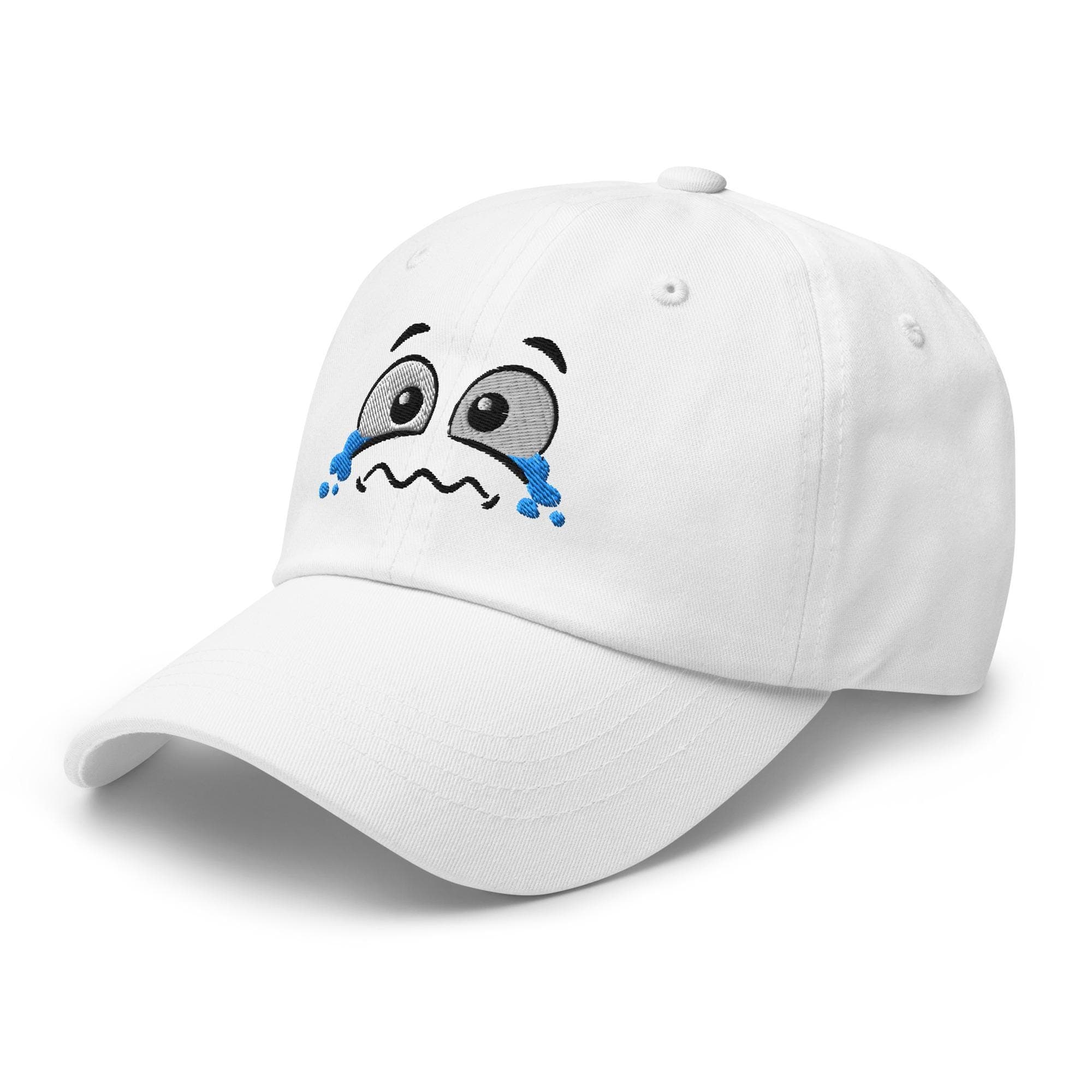 Crying Cartoon Face Hat | Embroidered Kawaii Sad Expression Cap | Cute Anime Style Baseball Cap